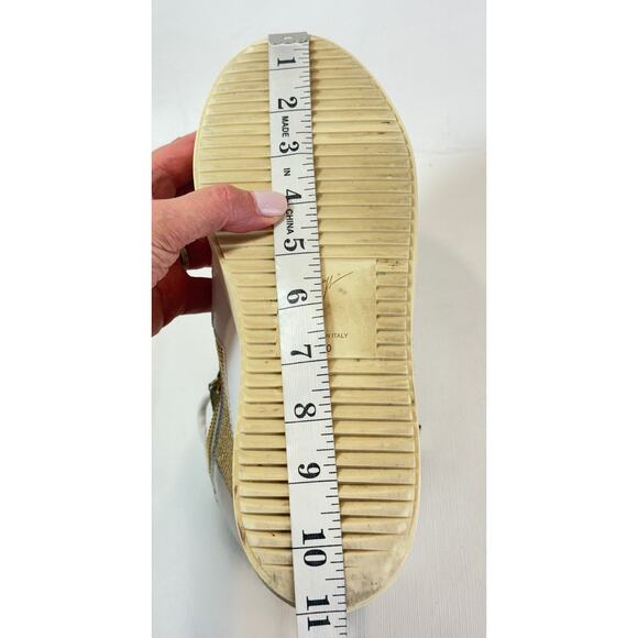 Giusseppi Zanotti Hightop Sneakers Womens 40 10 White Leather Gold Studded Boot - Picture 15 of 16